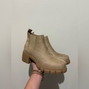 Soda Faux Suede Tan Ankle Boots